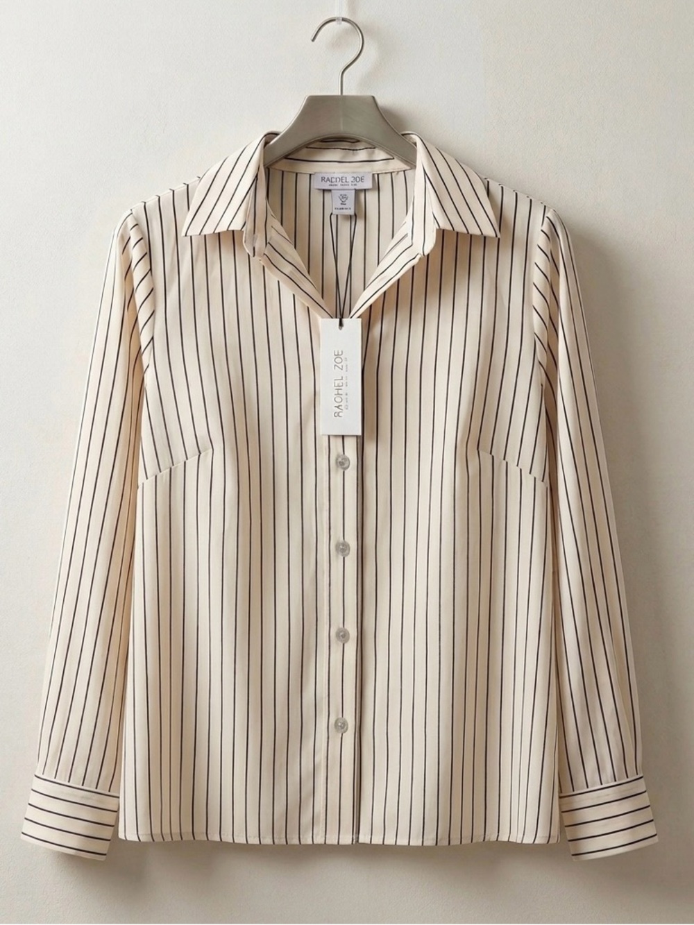 NewRachel Zoe Cream and Black Striped Button Down Shirt